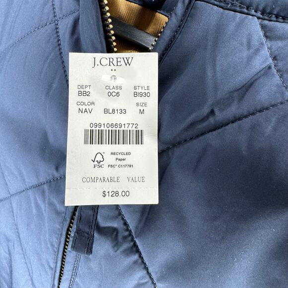 NWT J. CREW Quilted Walker Vest Navy Blue Medium - Picture 5 of 6